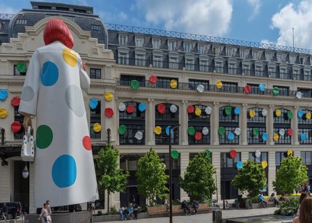 Gigantic advertising figure by Japanese artist Yayoi Kusama