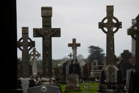 Celtic crosses in an Irish graveyard. Kilkenny