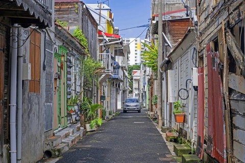 Alley in the old French colonial city centre of Pointe-a-Pitre