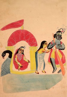 Krishna carrying Radha across the Yamuna River