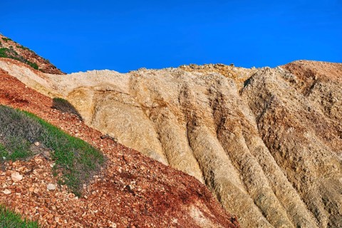 Details of the beautifully coloured cliffs on sunny day