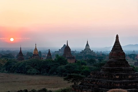 Pagodas and Evening Sun