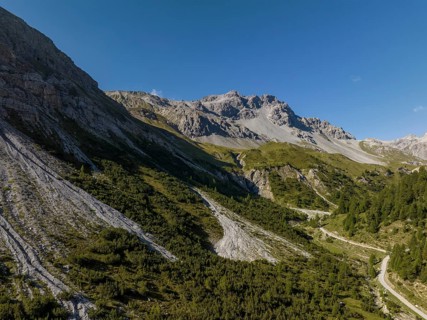Debris flows on the slope of Piz Praveder