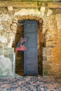 Stone tablet with the legend of the fairy in the fairy tower