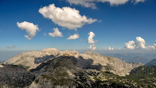 View from the Kahlersberg in the Hagen Mountains over the Schneibstein to the Hoher Goell