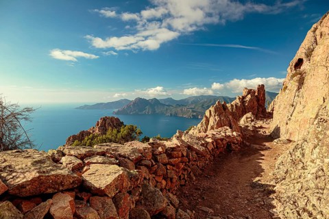 The Calanche a bizarre rocky landscape south of Porto in the Regional nature park Park Corsica France Europe
