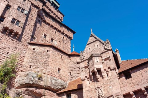 View of the tower buildings of Chateau du Haut Koenigsbourg