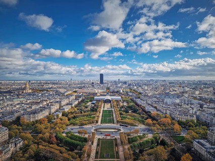Paris cityscape view from the Eiffel tower heights
