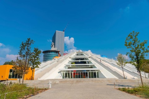 The beautiful Pyramid of Tirana in the center of Tirana. Albania