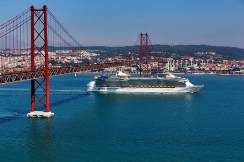 Cruise ship underway on the River Tagus