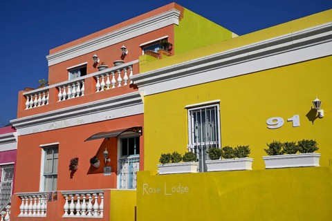 Colourful house facades in De Waal Street