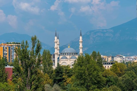 Tirana Pyramid in the center near Skanderbeg Square in Tirana. Albania. Congress Center
