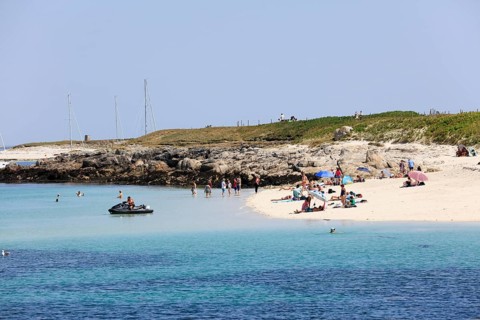 Sandy beach beach with bathers