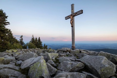 Sunset with view from the Lusen