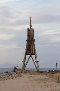 Kugelbake on the beach at dusk
