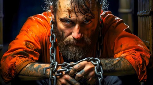 A prisoner tattooed on the arms