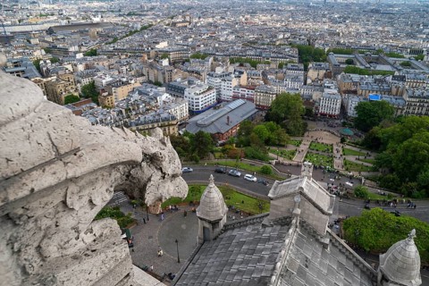 View of Paris from the tower of the Sacre-Coeur de Motmartre Basilica