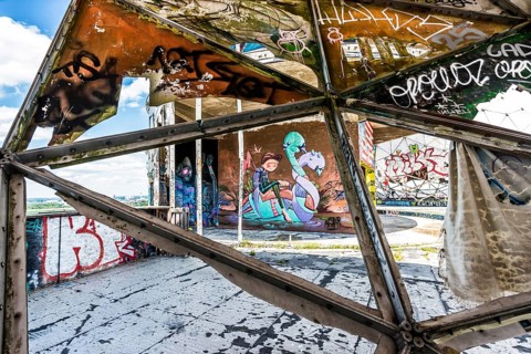 Graffiti on the former US wiretap on Teufelsberg in Grunewald