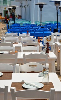 Colorful tables and chairs