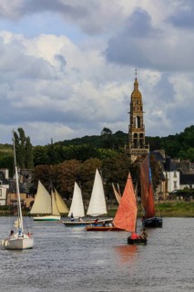Parade of old sailboats in the Rade de Brest