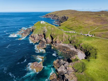 Aerial view of the lighthouse at Stoer Head