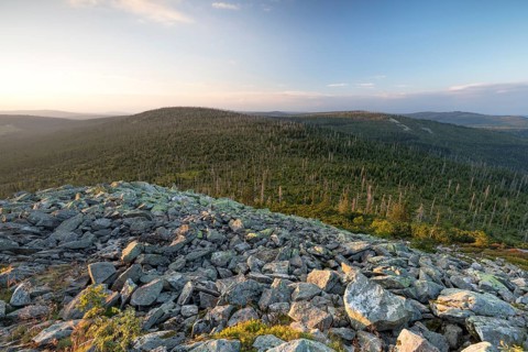 Sunset with view from the Lusen
