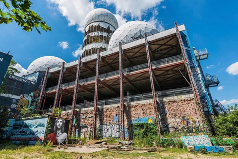 Graffiti on the former US wiretap on Teufelsberg in Grunewald