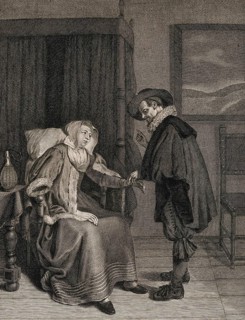 A Dutch doctor takes the pulse of a patient