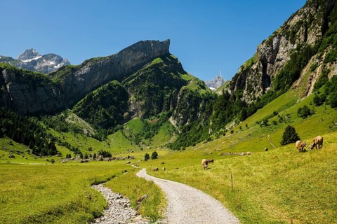 Steep mountains and hiking trail