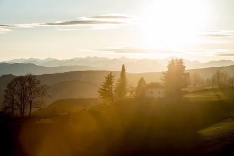 Backlit mountains
