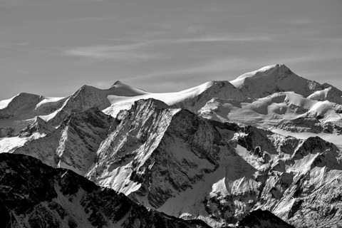The Grossvenediger with glacier in the Hohe Tauern National Park in autumn with fresh snow