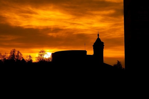 The Munot Castle of Schaffhausen in Sunrise in Switzerland