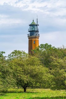 Brick lighthouse on the island of Greifswalder Oie in the Baltic Sea off Usedom