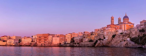 The water front and Syros Agios Nikolaos Church