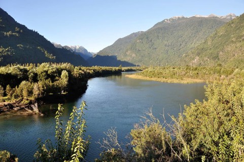 The Rio Cochamo with the valley of the same name