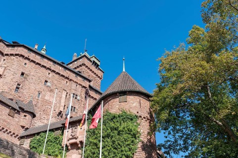 View of the tower buildings of Chateau du Haut Koenigsbourg