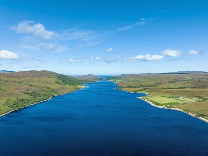 Aerial view of Loch Hope in the Northern Highlands