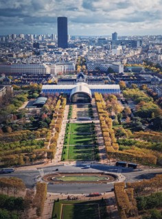 Scenery view to the Paris city from the Eiffel tower height