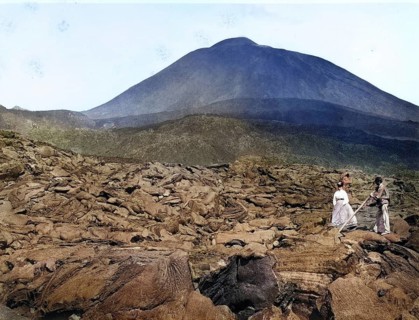 Lava fields at Vesuvius near Naples
