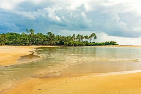 Sargi beach in the city of Serra Grande in Bahia surrounded by the sea and vegetation