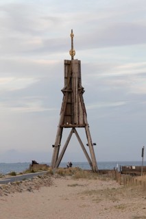 Kugelbake on the beach at dusk