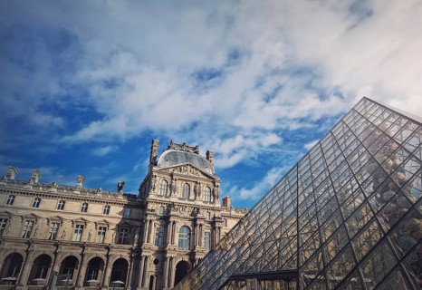 Outdoors view to the Louvre Museum in Paris