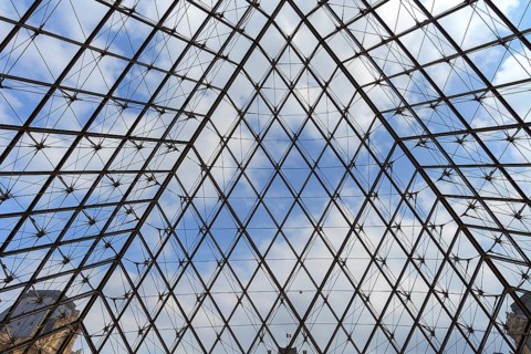 Glass roof of the pyramid in the courtyard of the Louvre