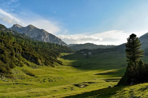The high plateau of the horse-rider Alm with the highest peak
