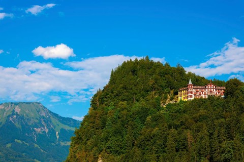The Historical Grandhotel Giessbach on the Mountain Side in Brienz