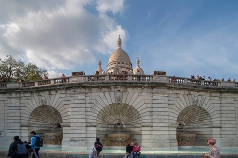 Fountain below the Sacre-Coeur de Motmartre Basilica