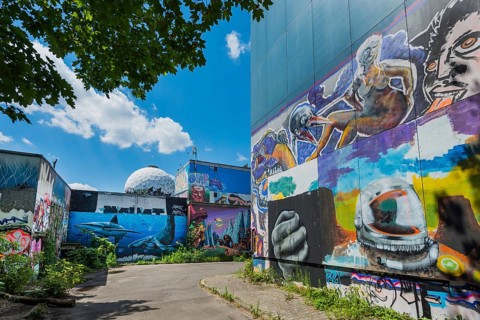 Graffiti on the former US wiretap on Teufelsberg in Grunewald