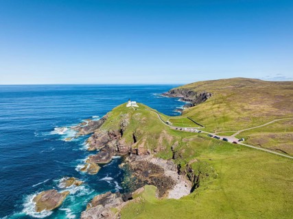 Aerial view of the lighthouse at Stoer Head