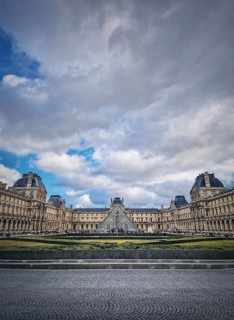 Outdoors view to the Louvre Museum in Paris