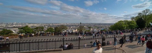 View of the city of Paris from the square in front of the Sacre-Coeur Basilica